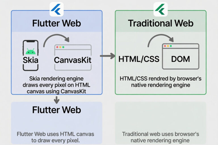 Flutter 웹앱 변환 Skia CanvasKit 렌더링 원리 비교